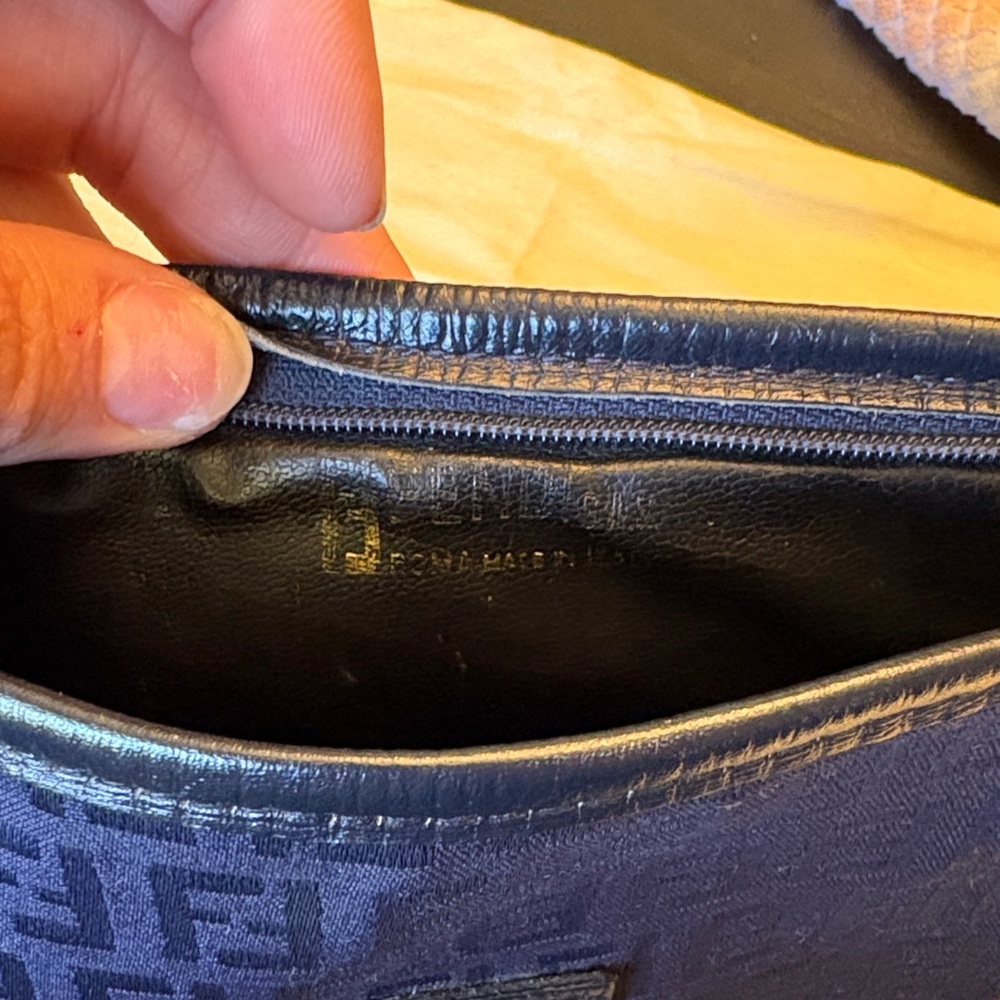Fendi Navy Zucchino Canvas Crossbody with Tonal FF - Picture 4 of 8
